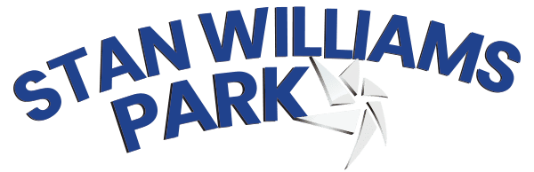Blue logo text reading Stan Williams Park